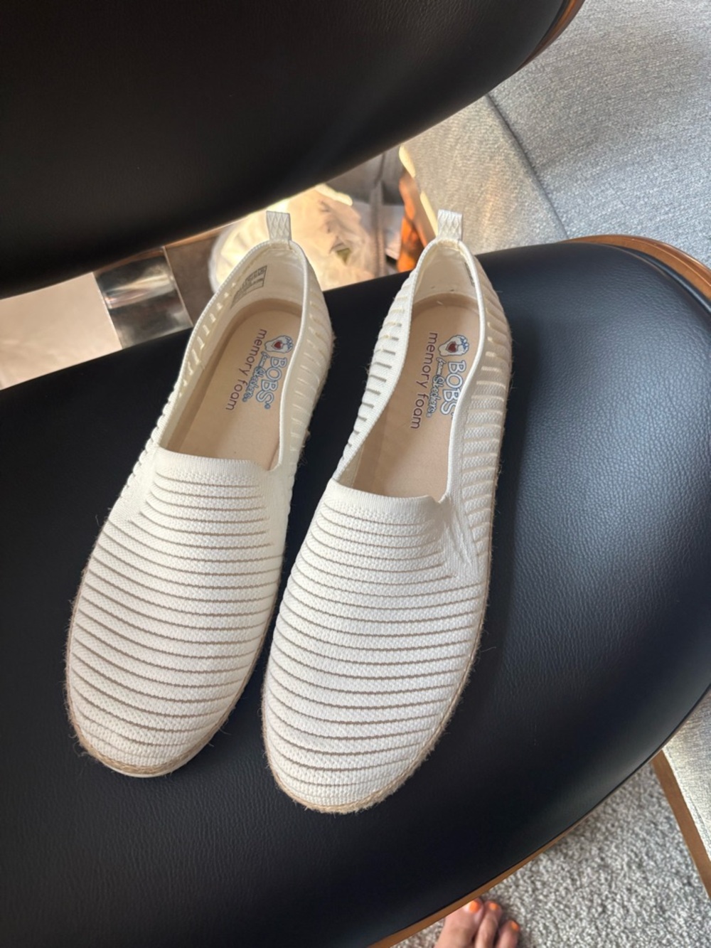Skechers Men's Cream Knit Slip-On Espadrille Loafers